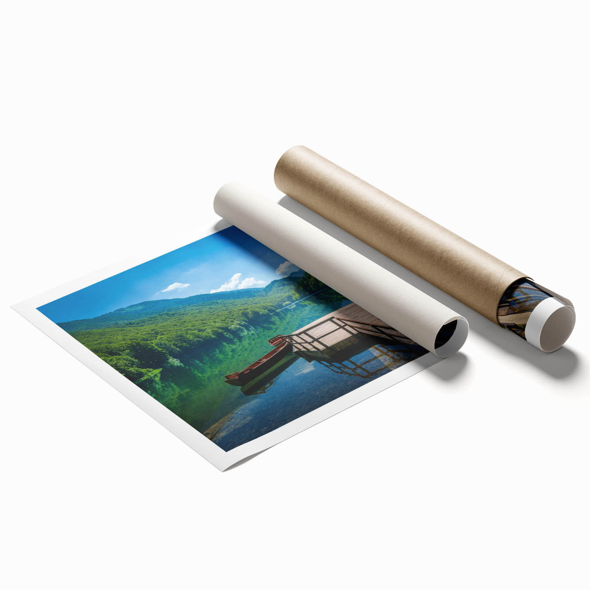 Extra large rolled print of a Montenegro landscape with vibrant greenery and floral elements.
