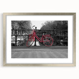 Extra large framed abstract art print of Amsterdam scenery in muted earth tones, ideal for living room ambiance.