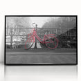 Large abstract wall art of Amsterdam scenery in muted earth tones on a black framed acrylic.