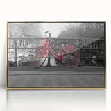 Art deco poster of Amsterdam scenery with muted gold and blue tones on framed acrylic, ideal for modern art wall decor.