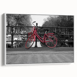 Vintage poster art of Amsterdam scenery, depicted in colorful art on extra large framed canvas, ideal for living room decor.