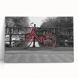 Black and white large canvas print of Amsterdam canal scene, ideal for kitchen wall art.