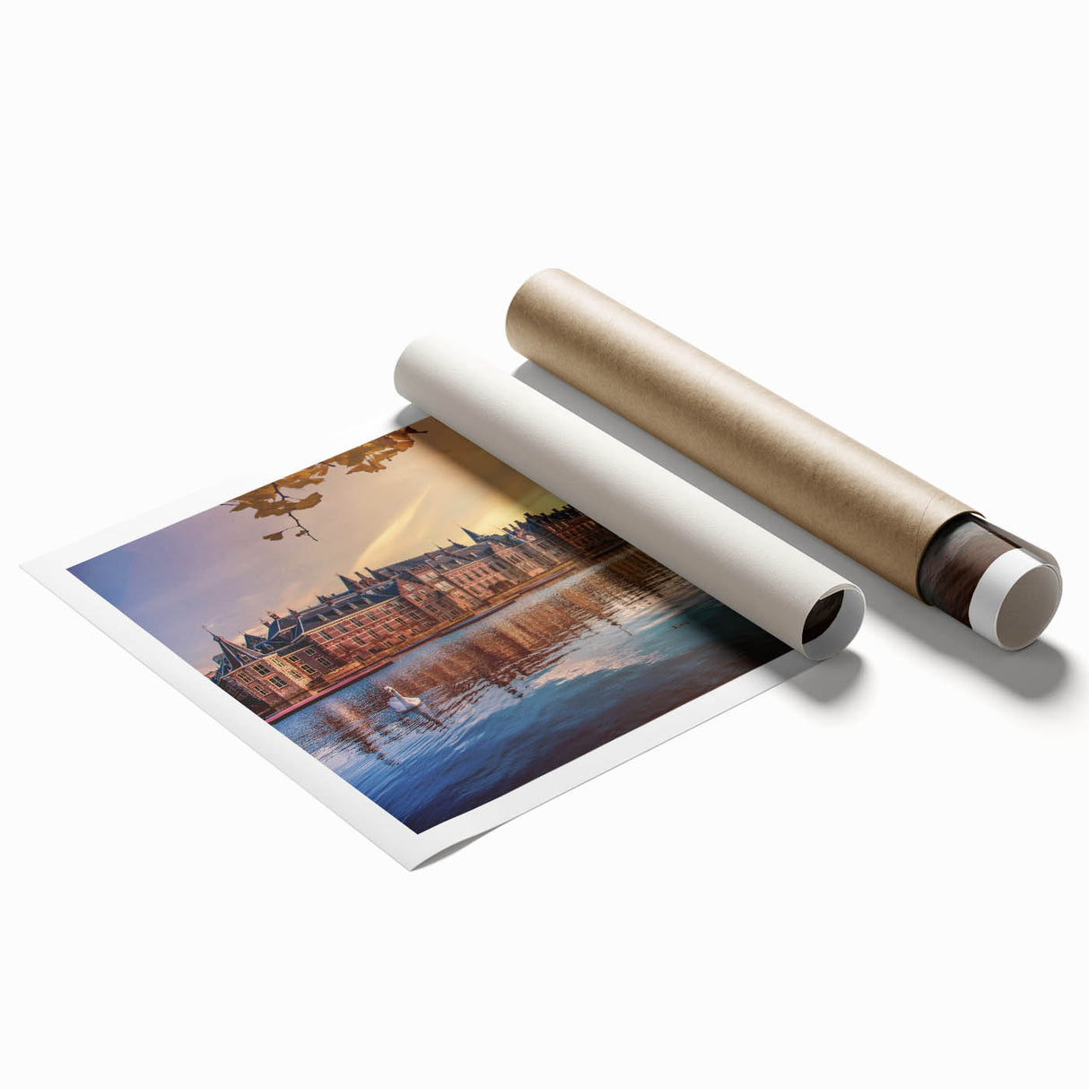 Extra large rolled print of a Dutch floral landscape in soft pastel shades, ideal for classy bathroom wall art.