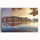 Black and white stretched canvas of a European cityscape, ideal for kitchen wall art or bedroom ambiance.