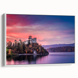 Vintage poster art of a European Polish landscape in vibrant colors on a framed canvas, ideal for living room decor.