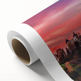 Art Deco style poster of a European scenery in pastel colors on rolled canvas, ideal for nursery wall art.