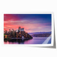 Extra large rolled print of a European scenery with vibrant floral elements, ideal for dining room wall art.
