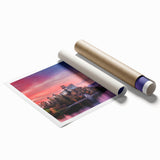 Extra large rolled print of a Polish landscape with vibrant green and blue tones, ideal for classy bathroom wall art.
