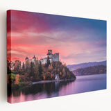 European cityscape on large stretched canvas with a side view, showing muted earth tones, ideal for kitchen wall art.