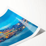 Extra large wall art featuring line art flowers with a Lisbon scenery backdrop, in a rolled print format.