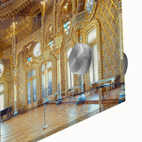 Large abstract wall art of Porto scenery in muted blue and grey tones on acrylic glass, ideal for dining room art.