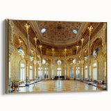 Framed canvas of a vintage poster-style landscape painting depicting Porto, Portugal, in black and gold tones.