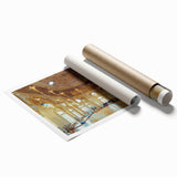 Extra large rolled print of Porto scenery with floral accents in muted colors, ideal for classy bathroom wall art.