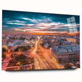 Large abstract wall art of a European scenery in Romania, printed on acrylic glass, suited for bedroom or dining room decor.