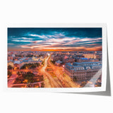 Extra large rolled print of a Romanian landscape featuring vibrant greens and blues, ideal for dining room wall art.