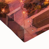 Large art featuring a black and white landscape painting of a Romanian scenery on stretched canvas.