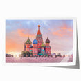 Rolled print of Moscow scenery with floral accents in soft hues, ideal for art wall dining room.