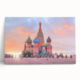 Black and white photograph of Moscow skyline on large stretched canvas, suited for kitchen wall art.