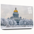 Acrylic print of a large abstract depiction of Saint Petersburg, featuring muted blue and gray tones.