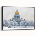 Black and white wall art of St. Petersburg landscape on framed canvas, ideal for bedroom decor.