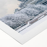 Art deco poster of St. Petersburg scenery in muted blue and gray tones on rolled canvas, suitable for dining room wall art.