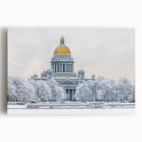 Black and white stretched canvas of Saint Petersburg scenery, ideal for kitchen wall art.