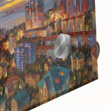 Large abstract wall art depicting a Sochi landscape in muted earth tones, acrylic print, suitable for dining room decor.