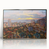 Large art print of Sochi, Russia, in muted earth tones on a silver-framed acrylic, ideal for modern art wall decor.