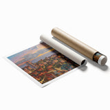 Extra large rolled print of Sochi scenery with vibrant floral elements, ideal for classy bathroom wall art.