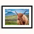 Extra large abstract art print of a colorful, textured Scottish landscape on a framed canvas, ideal for living room decor.