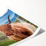 Extra large wall art featuring line art flowers in a Scottish landscape, printed on rolled canvas.