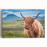 Black and white photo of a Scottish landscape on stretched canvas, ideal for kitchen wall art.
