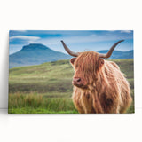 Black and white photo of a Scottish landscape on stretched canvas, suitable as large kitchen wall art.