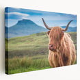 Large canvas print of a Scottish landscape in muted green and blue tones, ideal for kitchen wall art.