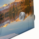 Large abstract wall art depicting a European scenery in Slovakia, in mid-century modernist style on acrylic glass.