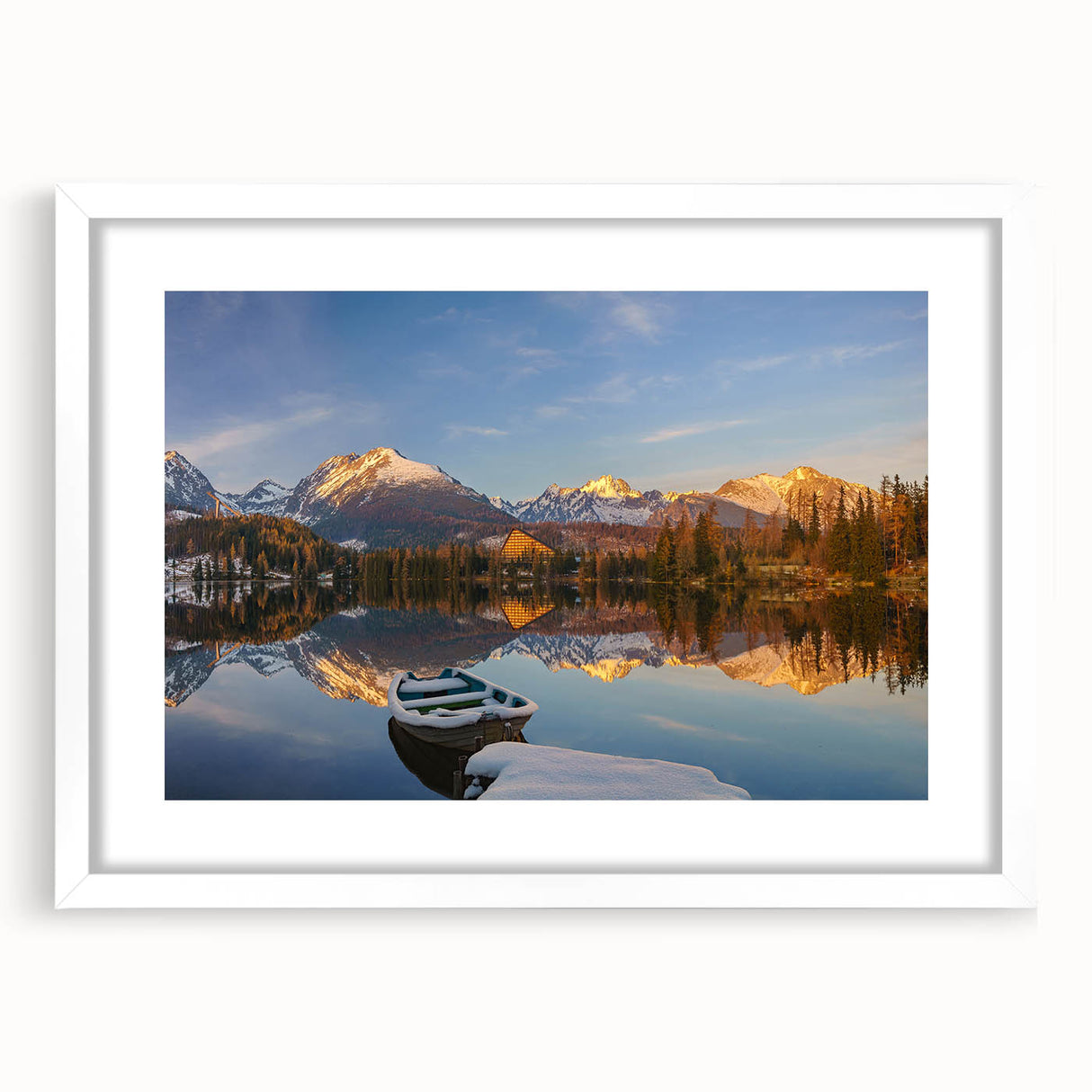 Textured abstract art print of a European scenery in Slovakia, using muted earth tones on a white-framed mat.