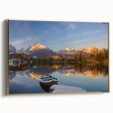 Framed canvas depicting a vintage-style Slovakian landscape in muted gold and black tones, ideal for bedroom wall art.