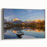 Landscape art painting of a Slovakian scenery on a framed canvas, featuring vibrant colors and vintage poster art style.