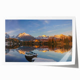 Roll print of a European Slovakian scenery in soft pastel shades, suitable as art wall dining room decor.