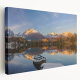 Large art print of a European village with soft pastel colors on stretched canvas, ideal for kitchen wall art.