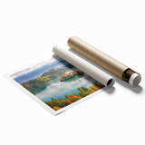 Extra large rolled print of a Slovenian landscape with vibrant greenery and floral elements.