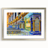 Abstract art print depicting the Andalucian landscape in muted earth tones on a framed silver mat.