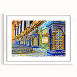 Extra large abstract art print of Andalucia, Spain, with textured design in muted earth tones on a framed canvas.