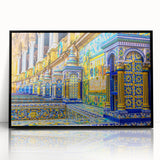 Large abstract wall art depicting Andalucía's landscape in muted earth tones on a framed acrylic.