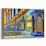 Vintage poster art of Andalucia, Spain in vibrant colors on extra large framed canvas, suited for living room decor.