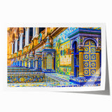 Rolled print of Andalucia, Spain scenery with vibrant floral elements on a large format, ideal for art wall dining room.