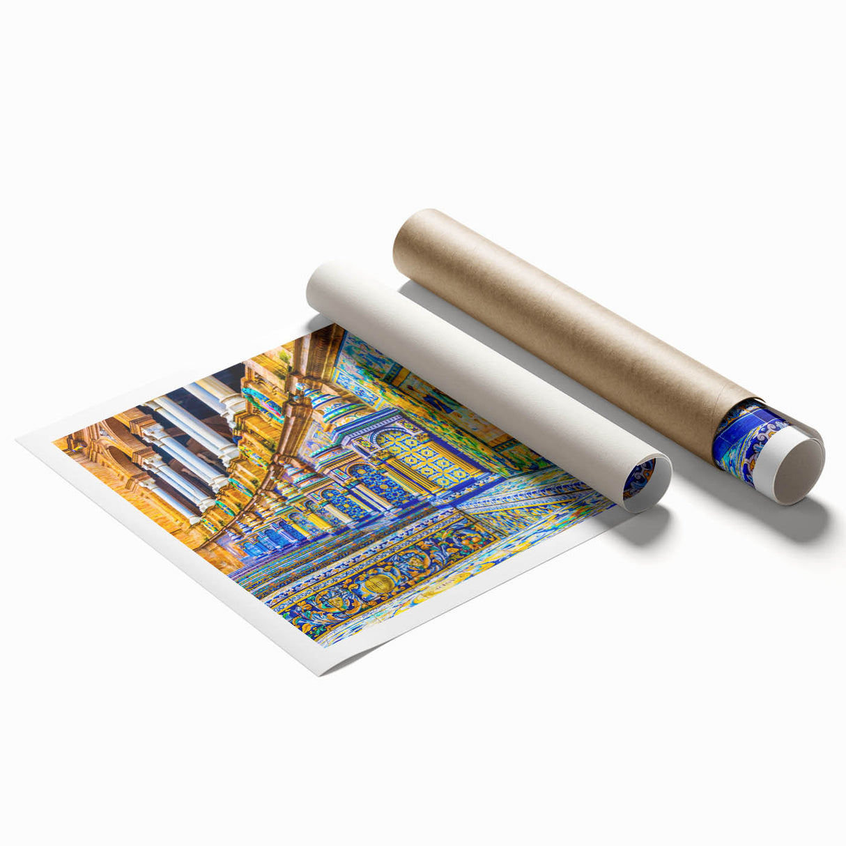 Extra large rolled print of a vibrant Andalucian landscape with vivid floral elements.