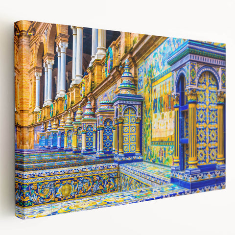 Scenic Andalucia landscape on stretched canvas, featuring earthy tones, perfect for kitchen wall art.