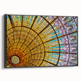 Black and white wall art of Barcelona landscape on framed canvas, ideal for bedroom decor.