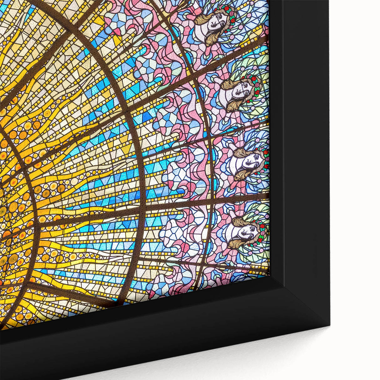 Extra large framed canvas featuring a textured depiction of Barcelona in black with colorful accents.